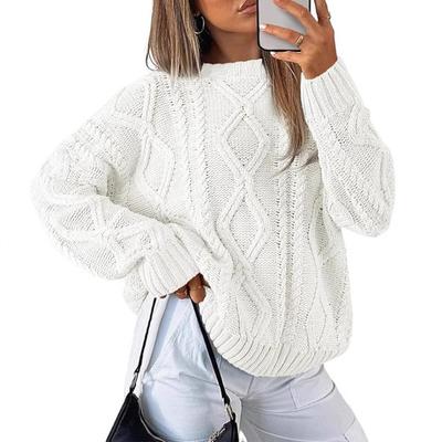 Women's Oversized Cable Knit Crewneck Sweaters ,Korean Style Open Front Cardigan, Oversized Cable Knit Sweater Coat with Loose Fit Design