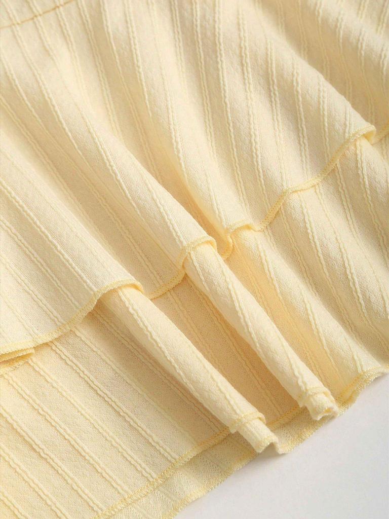 Women's Elegant Textured Spaghetti Strap Ruffle Mini Dress