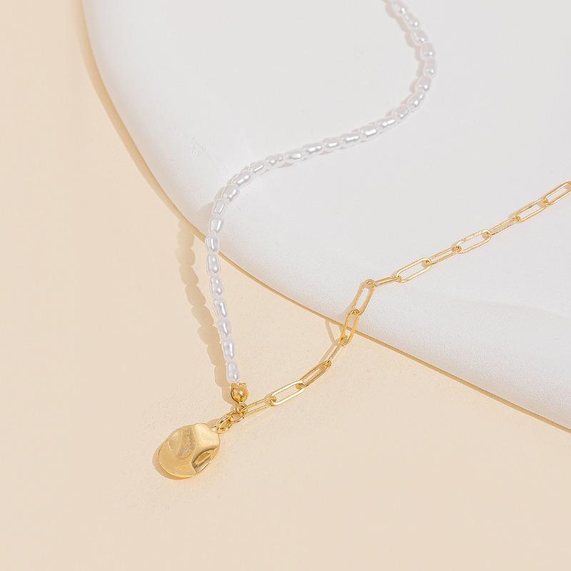 Women's pearl pendant design metal jewelry mix and match high-end personality trend necklace