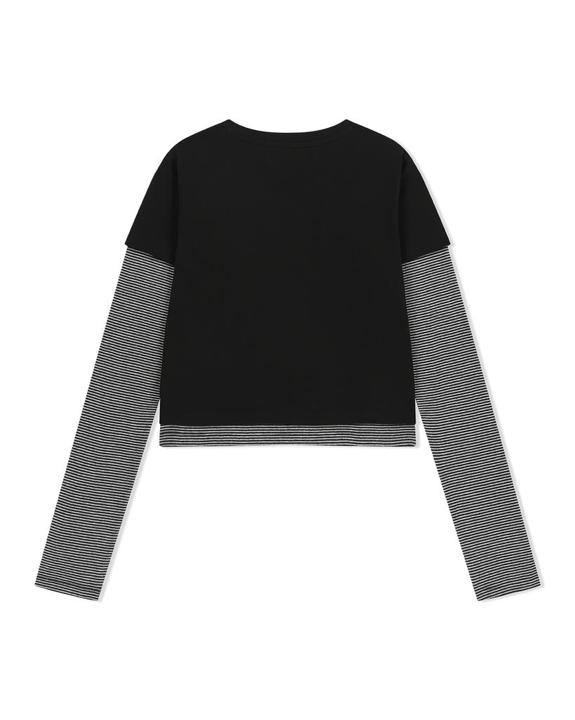 THEMUSEUMVISITOR Heart Spray Printed Layered Long Sleeve (Black)