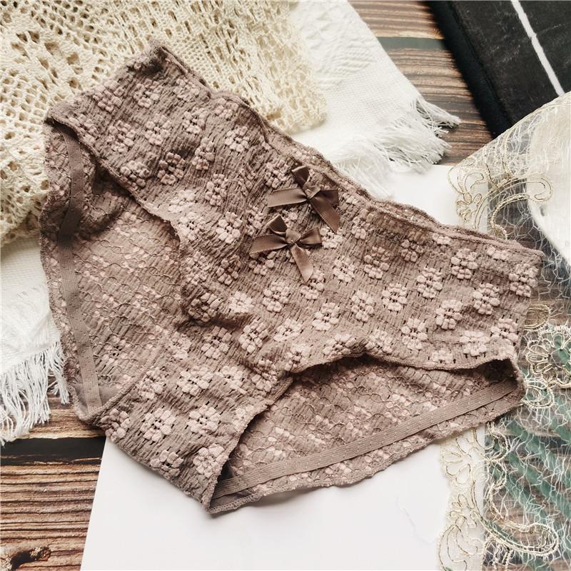 

Винтажные женские трусики с низкой талией и бантом с милыми цветами One Size