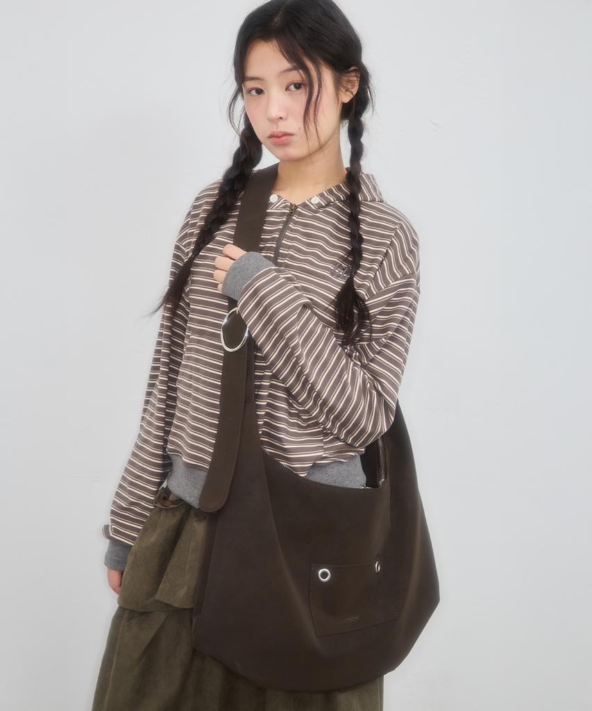 Leterie Ring Buckle Shoulder Big Bag_Dark Brown