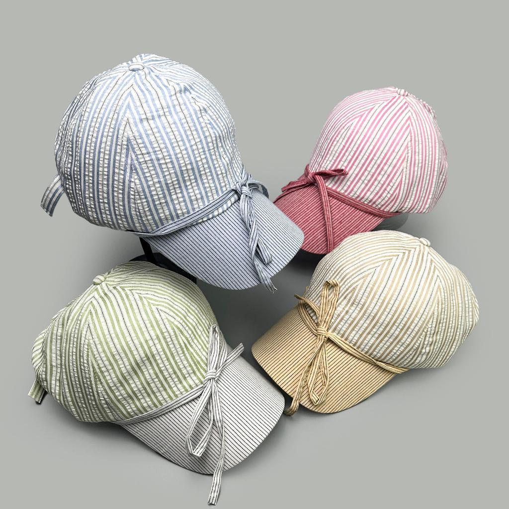 Spring/Summer Striped Bow Baseball Cap Ladies Sweet Shade Casual Outdoor Fashion Cap