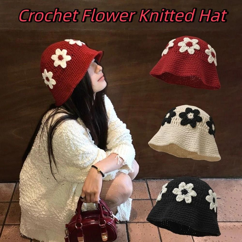 Korean Style Beanies Hat Handmade Bucket Hat Retro Women's Fisherman Hat  Girls