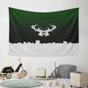 "Deer Logo with City Skyline Design" Pattern Wall Hanging Tapestry Decorative Tapestry Home Decor for Bedroom and Living Room