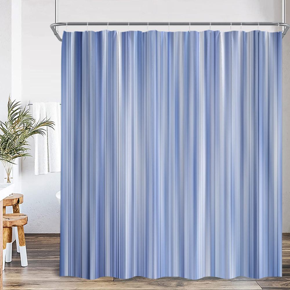 Abstract Geometric Shower Curtain Colorful Wavy Line Art Aesthetic Bathroom Decoration Modern Polyester Bath Curtain with Hook