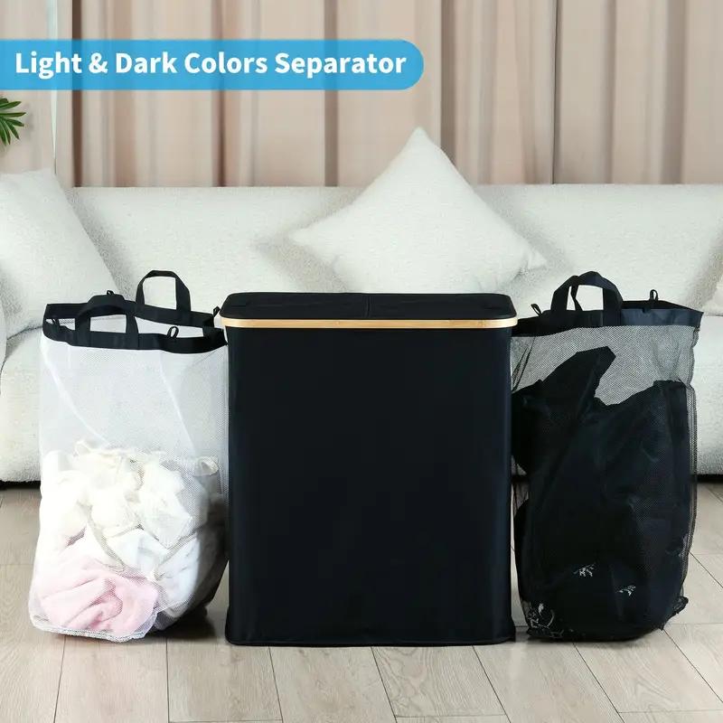 For 1pc 150L Laundry Hamper with Lid, 2 Compartments, Large Laundry Collector, Storage Bottle Collection Container, Double Laund