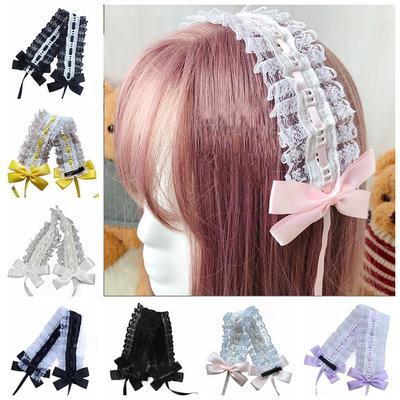 Hair Accessories Lolita Headband Multicolor Sweet Lace Hairband Bowknot Ribbon Headwear  Female
