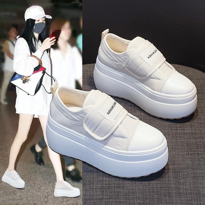Muffin Little White Shoes Women's 20254 Spring and Autumn New One-pedal Women's Shoes Biscuit Shoes Velcro Platform Casual Bread