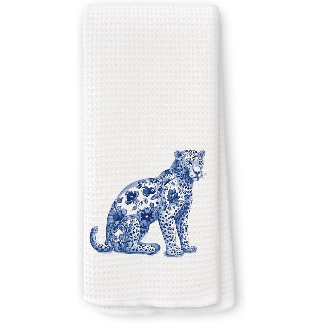 Chinoiserie Beagle Kitchen Towels, Beagle Gifts for Women Men Dish Tea Towels for Kitchen, Blue and White Floral Grandmillennial Dog Decorative Hand леопардовый