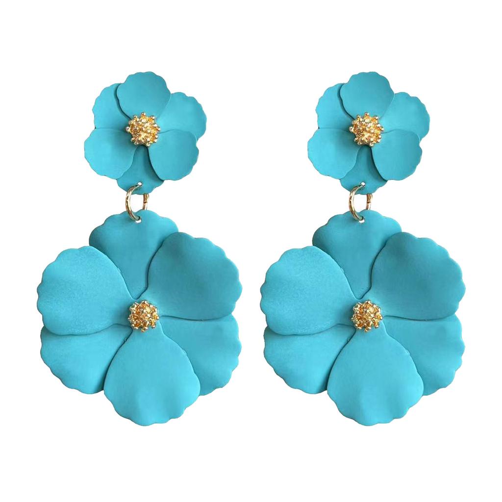 Unique Flower Studs Earrings Fashionable Colorful Dangle Statement Earrings Iron Texture Suitable for Youthful Women