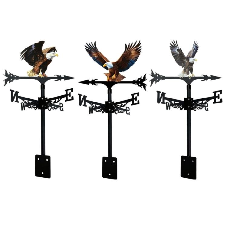 Yard Fence Wind Vane with Bird Shape, Metal Structure and Direction Marker Layout for Garden Display Placement Use