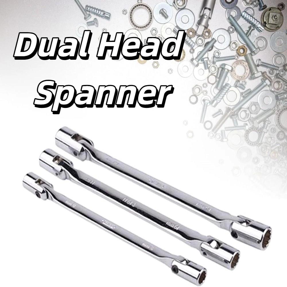 Double Head Dual Head Spanner 12-point Non-slip Swivel Head Socket Wrench Durable Adjustable Wrench Spanner Tool Household