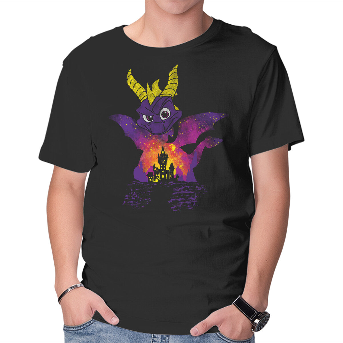 Unisex Crew Neck T-Shirt Dragon Warrior Graphic Short Sleeve Casual Tee S