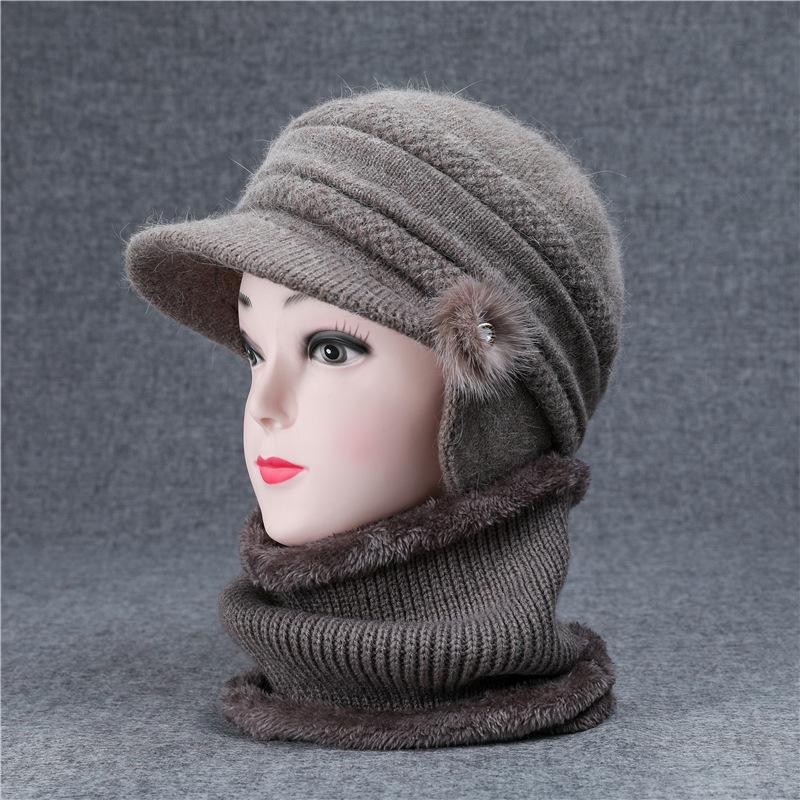 Hat Female Winter Warm Ear Hat Grandmother Mother Wool Hat Cold Old Lady Knitted Hat