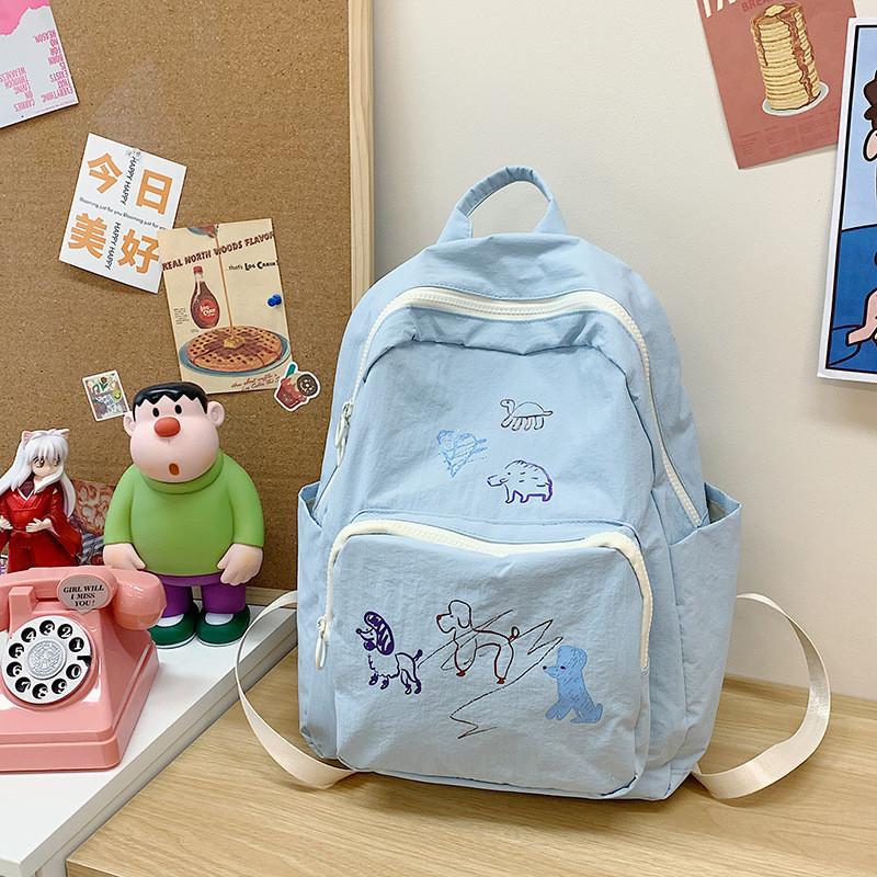 

Birthday Cute Cake Puppy Cat Letter Cartoon Graffiti Student Backpack Teen For светло-синий