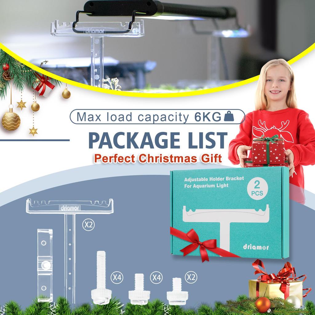 Driamor Aquarium Light Stand, Acrylic Stand, Height Adjustable, Aquarium Light Lift, Aquarium LED Light Holder