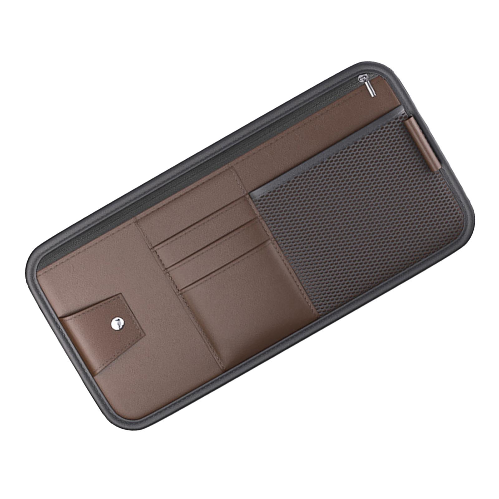 

Органайзер для солнцезащитного козырька автомобиля с несколькими карманами для хранения солнцезащитных очков и карт, сумка-кошелек из искусственной кожи коричневый