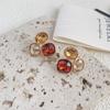 Light luxury atmospheric color matching glass crystal stud earrings French commuting versatile elegant temperament earrings