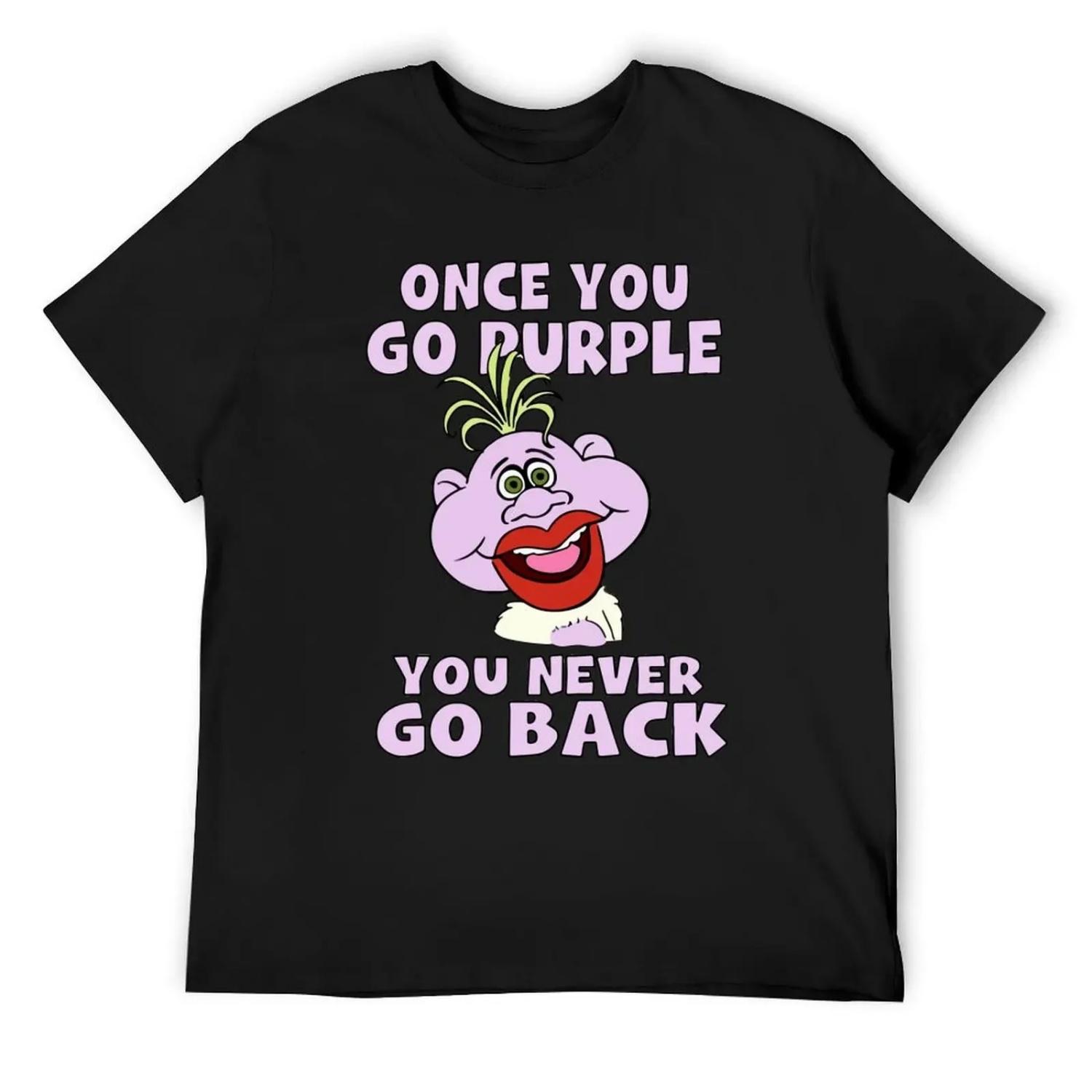 once you go purple you never go back funny happy T-Shirt Anime t-shirt vintage t shirts mens big and tall t shirts S чёрный