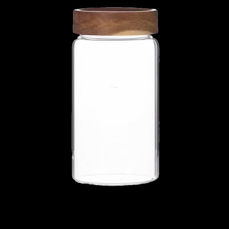 Acacia Wood Lid Glass Storage Jar
