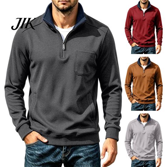 Activewear Men Quarter Zipper Pullover Sweatshirt, Mock Neck Long Sleeve Casual Lightweight Athletic Tops Shirt, Loose Fit Fall Winter for Workout