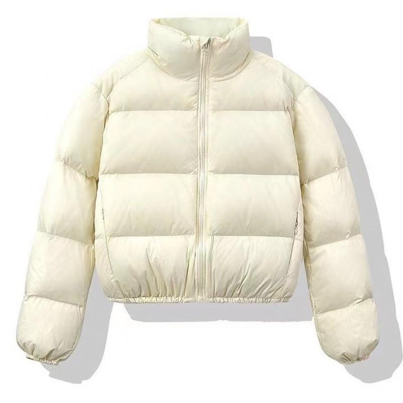 Womens Short Puffer Jacket With Stand Collar Thick Cotton-Padded Coat Winter Streetwear Casual Wear