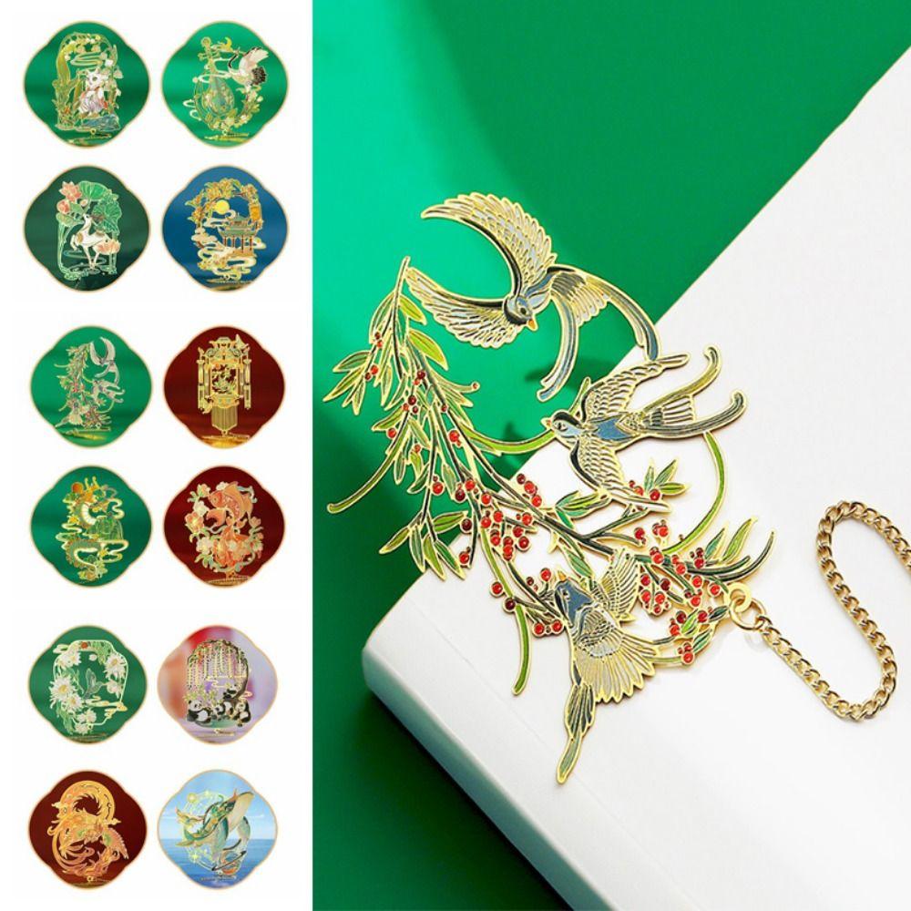 Creative Hollow Metal Bookmarks 12 Month Metal Bookmark Chinese Beasts Bookmark  Office Reading