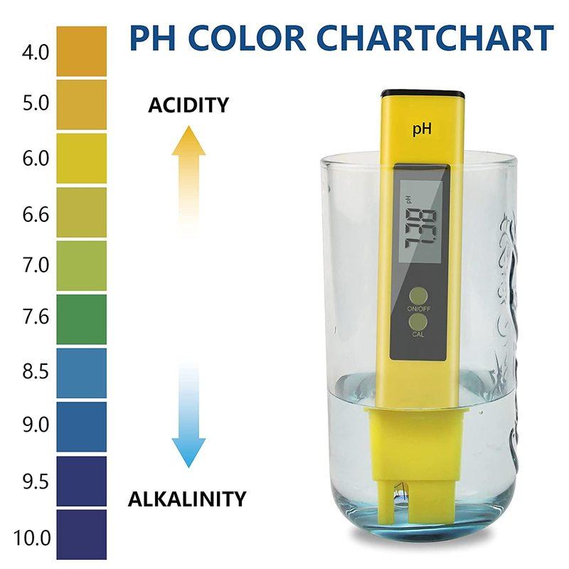 Digital pH Meter Portable Water Quality Tester with Glass Probe 0-14 pH Range High Accuracy Testing Kit for Lab and Home Use