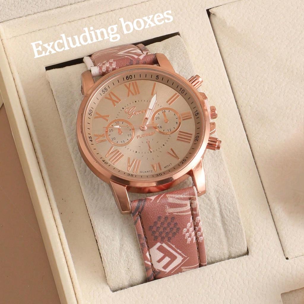 Dameskleurige Serie Horloge Platteland Schattige Stijl Dameshorloge Klassiek met Romeinse Schaal Wijzerplaat Kwarts Horloge(Doos niet inbegrepen)