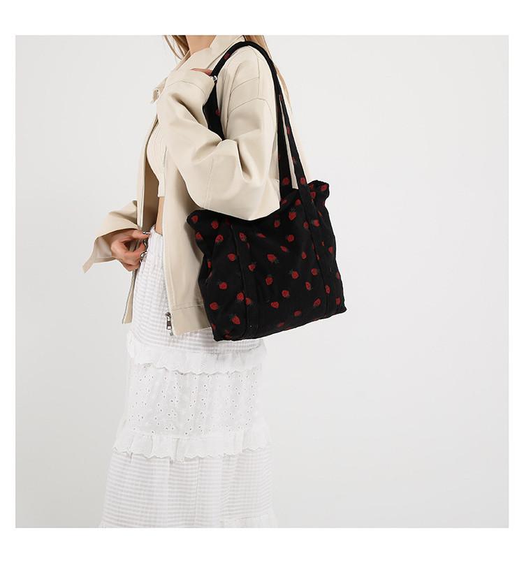 2024 Corduroy Large Capacity Shoulder Bag For Women Cute Canvas Tote Bag For School**