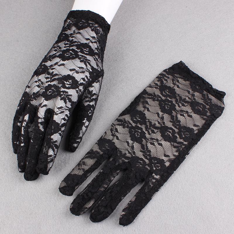 

Black Mesh Gloves Short Thin Breathable Sexy Elegant Full Finger Gloves Women s Sun Protection Tulle Decorative Mittens