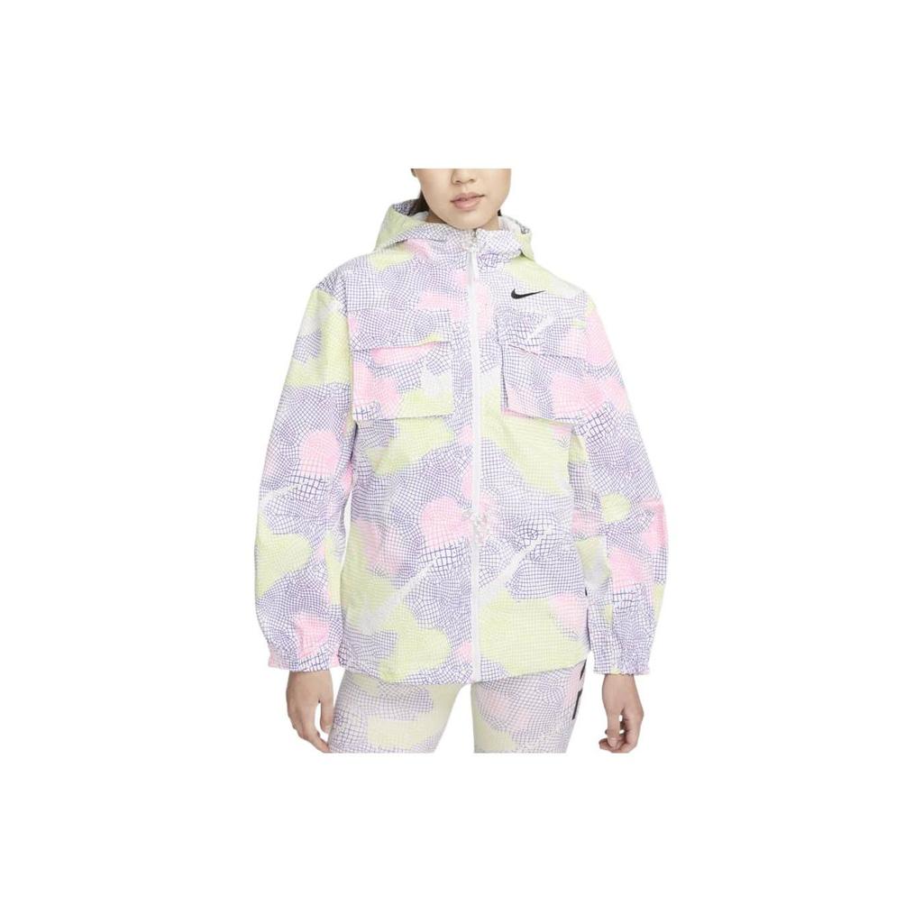 Nike X Serena Williams Logo Print Color Block Hooded Jacket Women Jackets Fluorescent-Yellow DV8073-702