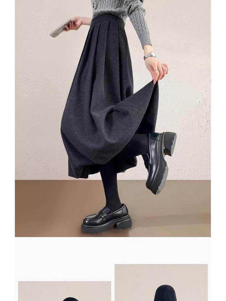 Woolen High-Waist Tulip Skirt for Women - A-line Autumn/Winter Slim Fit