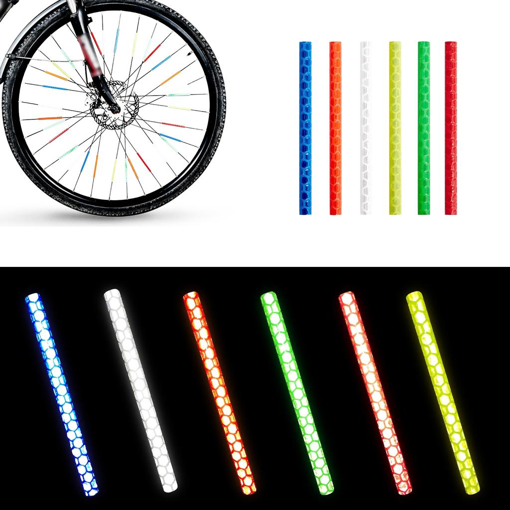 12PCS Bicycle Wheel Spoke Reflective Sticker Color Tube Warning Safety Light DIY Reflector Reflective Safety Kit