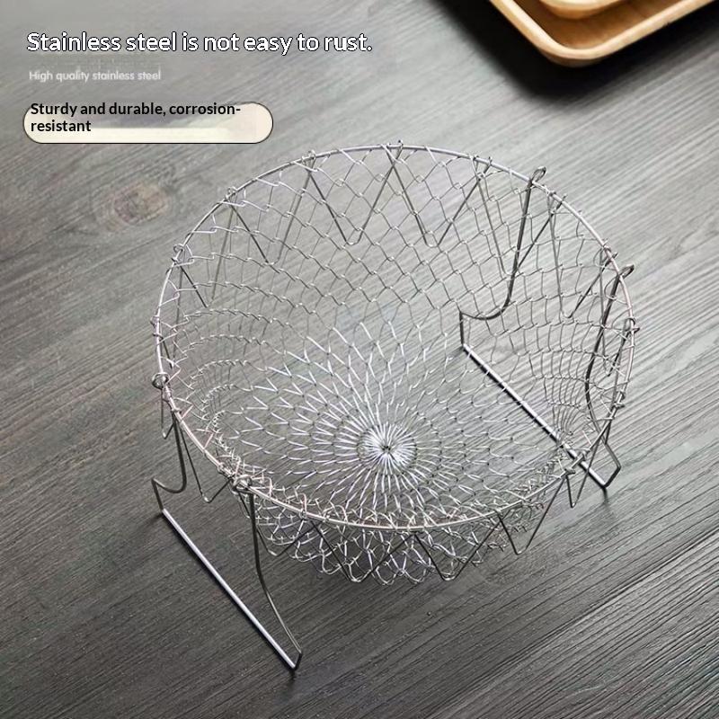 Faltbarer Multifunktions-Frittierkorb aus Edelstahl Pommes-Sieb Küchengerät Ist Langlebig