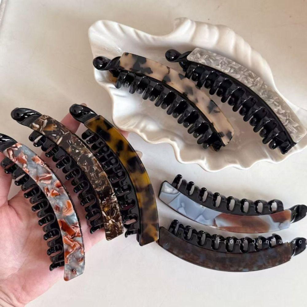 Acetic Acid Acetate Banana Clip Large Size Hairpin Creative Leopard Print Hair Clip  Daily