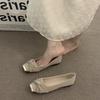 Flat-bottomed temperament gentle senior commuter single shoes women's shoes 2025 new spring French square head Mary Jane ladyshoes