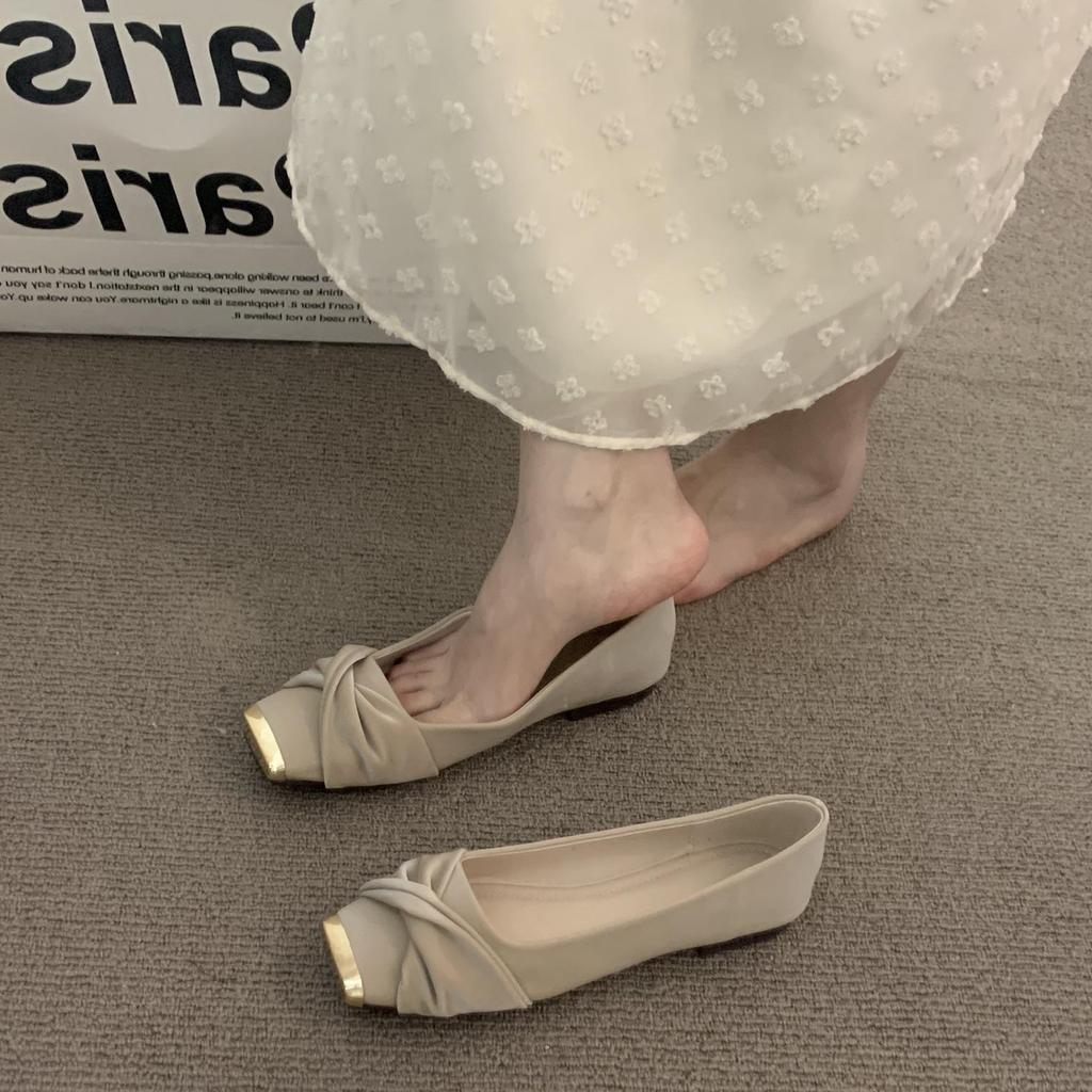 Flat-bottomed temperament gentle senior commuter single shoes women's shoes 2025 new spring French square head Mary Jane ladyshoes