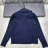 Miu Style 2025 Autumn/Winter Color Block Embroidery High Neck Cable Knit Elegant Cardigan