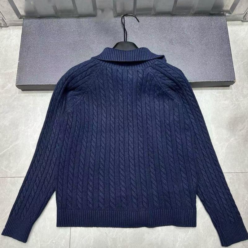 Miu Style 2025 Autumn/Winter Color Block Embroidery High Neck Cable Knit Elegant Cardigan