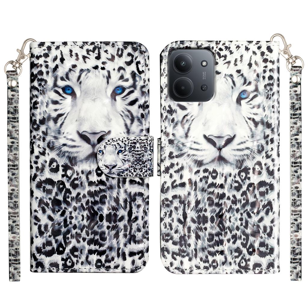 For Xiaomi Redmi 15C 4G (EU) (173mm)/15C 5G (EU) (173mm)/Poco C85 4G (173mm) Case Pattern Print Leather Phone Cover with Strap