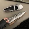 Silver Jk Flat Bottom Light Mouth Single Shoes Autumn Soft Sole with Skirt Doudou Shoes Mary Jane New Small Leather Shoes