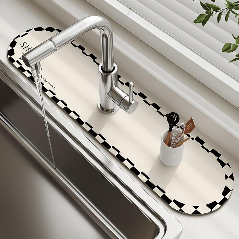 Super Absorbent Kitchen Sink Faucet Mat Drain Pad Table Mats Non-slip Sink Splash Mat Countertop Dining Washable