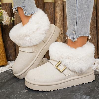 Herbst und Winter Außenhandel neue Samt verdickte warme kurze Baumwollschuhe Damen grenzüberschreitender Gürtel runde Zehen dicke Sohle Schneestiefel