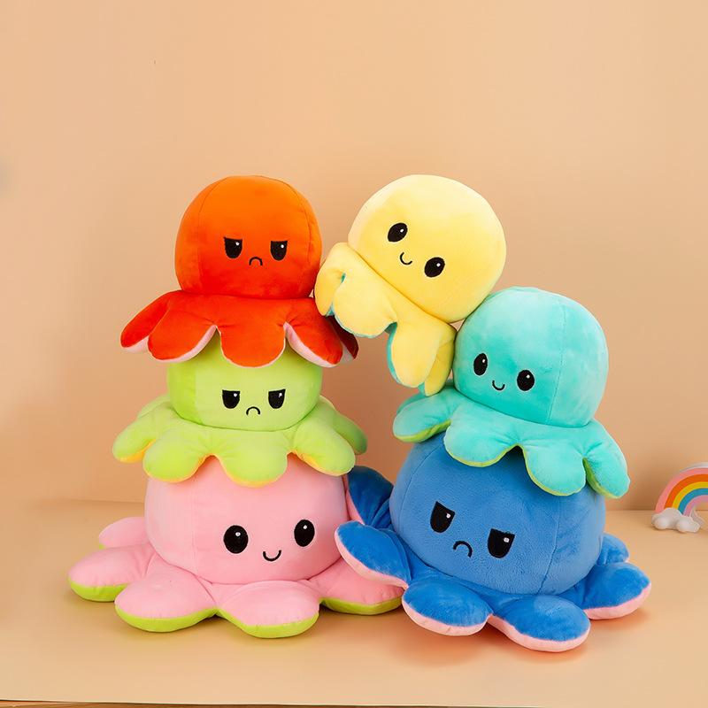 Cute flipped little octopus plush toy face-changing expression double-sided octopus aquarium souvenir
