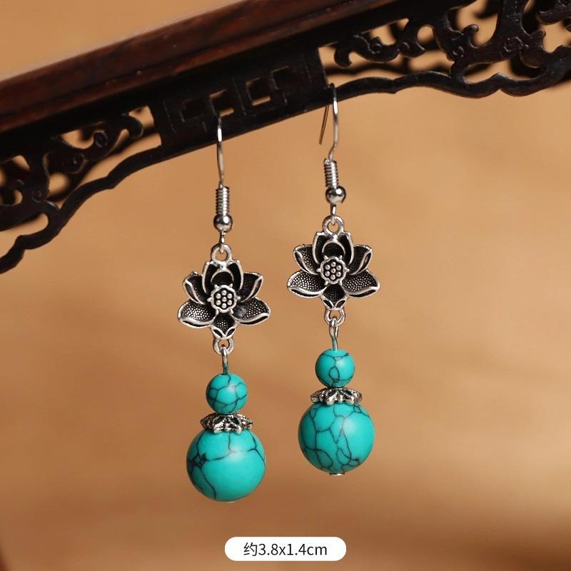 Original Design Earrings Simple High-end Turquoise Earrings Retro Long Earrings Women