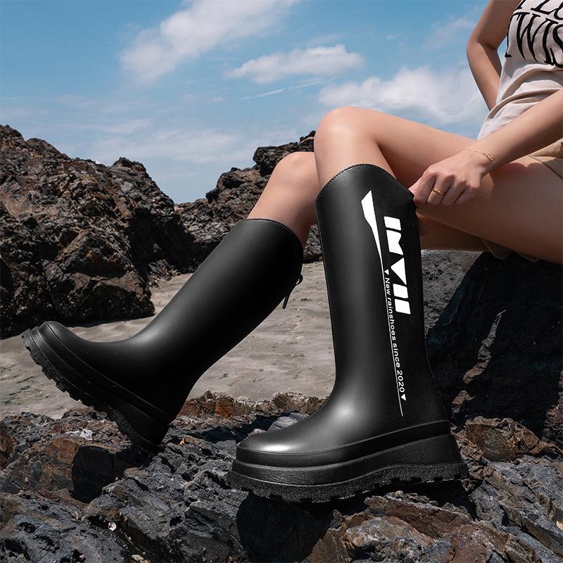 Damen Hohe Rutschfeste Gummistiefel - Wasserdichte Gummischuhe für Alle Jahreszeiten