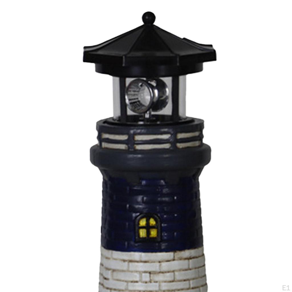 Ogród Solarny Latarnia Morska Statua Lampa Stopniowo Obracające się Światło Ornament Trawnikowy Wysokość 37,5 cm do Kwiatów