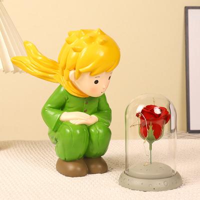Valentine's Day Large Little Prince Rose Glass Cover Small Night Lamp Bedroom Table Lamp Ball Lamp Resin Decoration